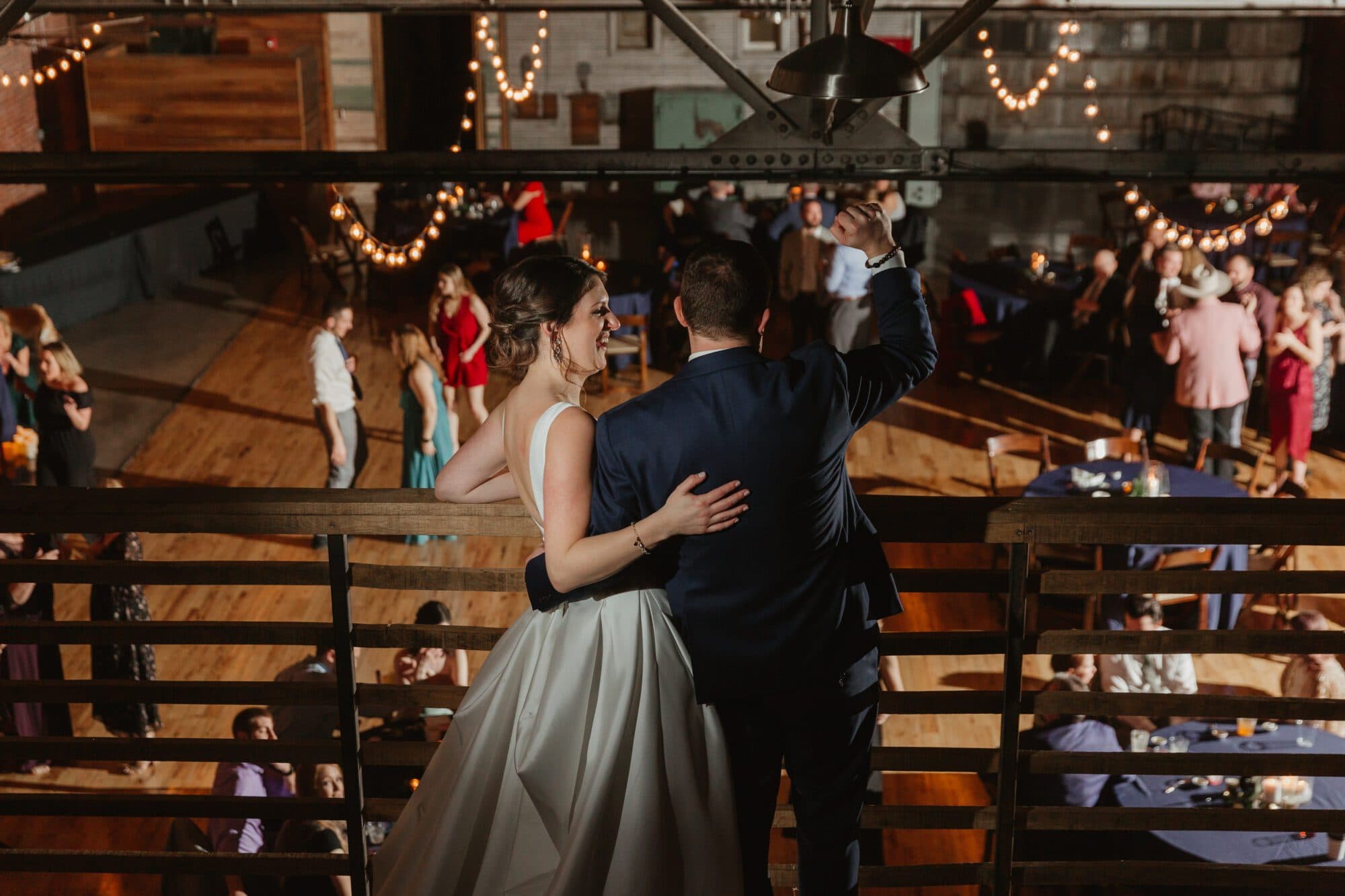 Oakland wedding reception with guests dancing